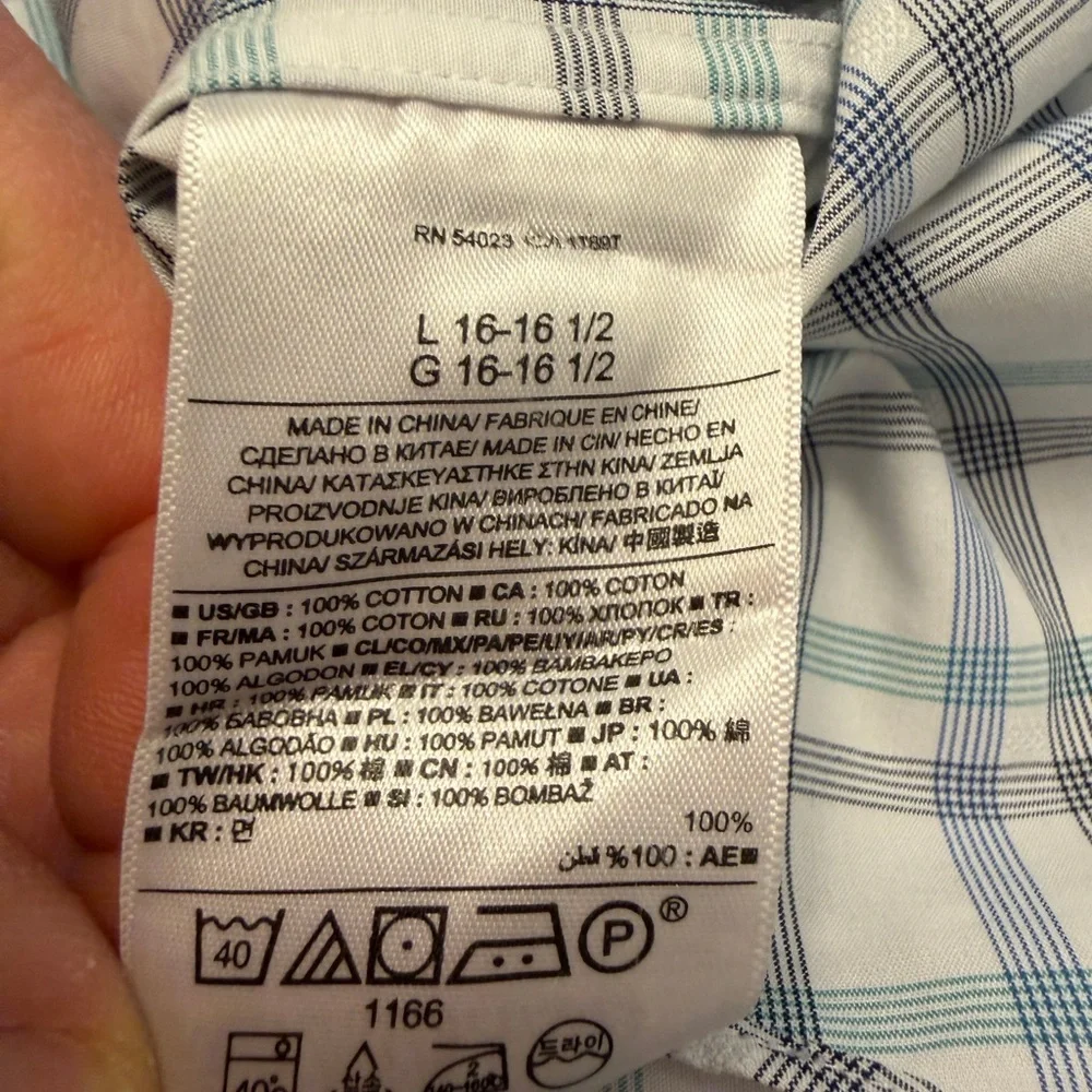 Banana Republic Men's Checkered Shirt - Blue, White,‎ and Gray